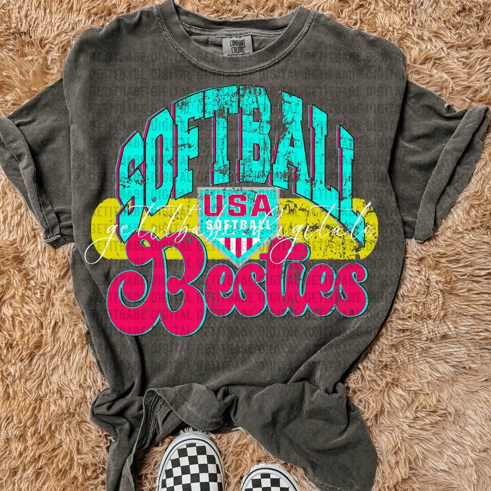 Teal and Red Softball