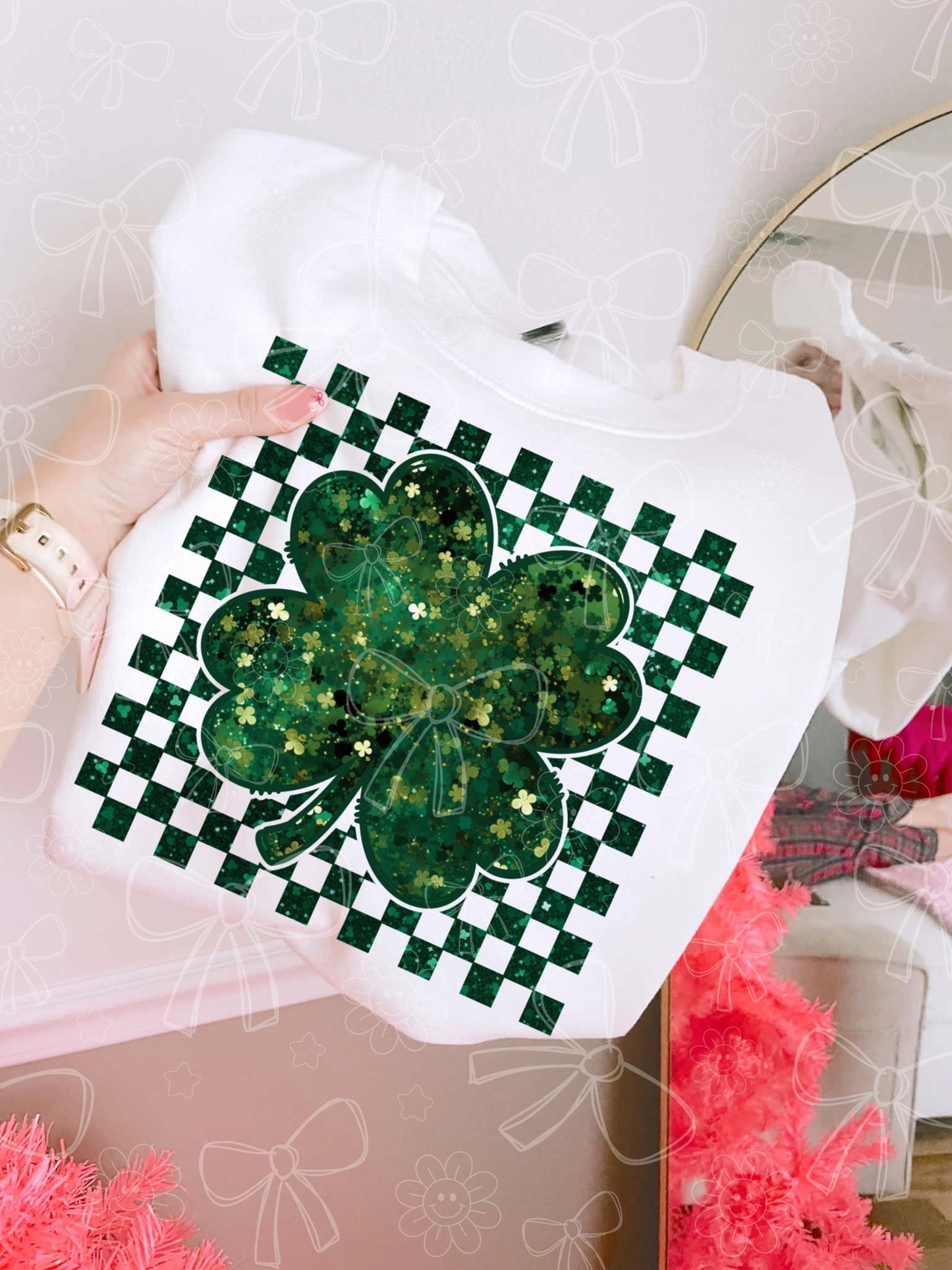 Glitter Shamrock Checkered