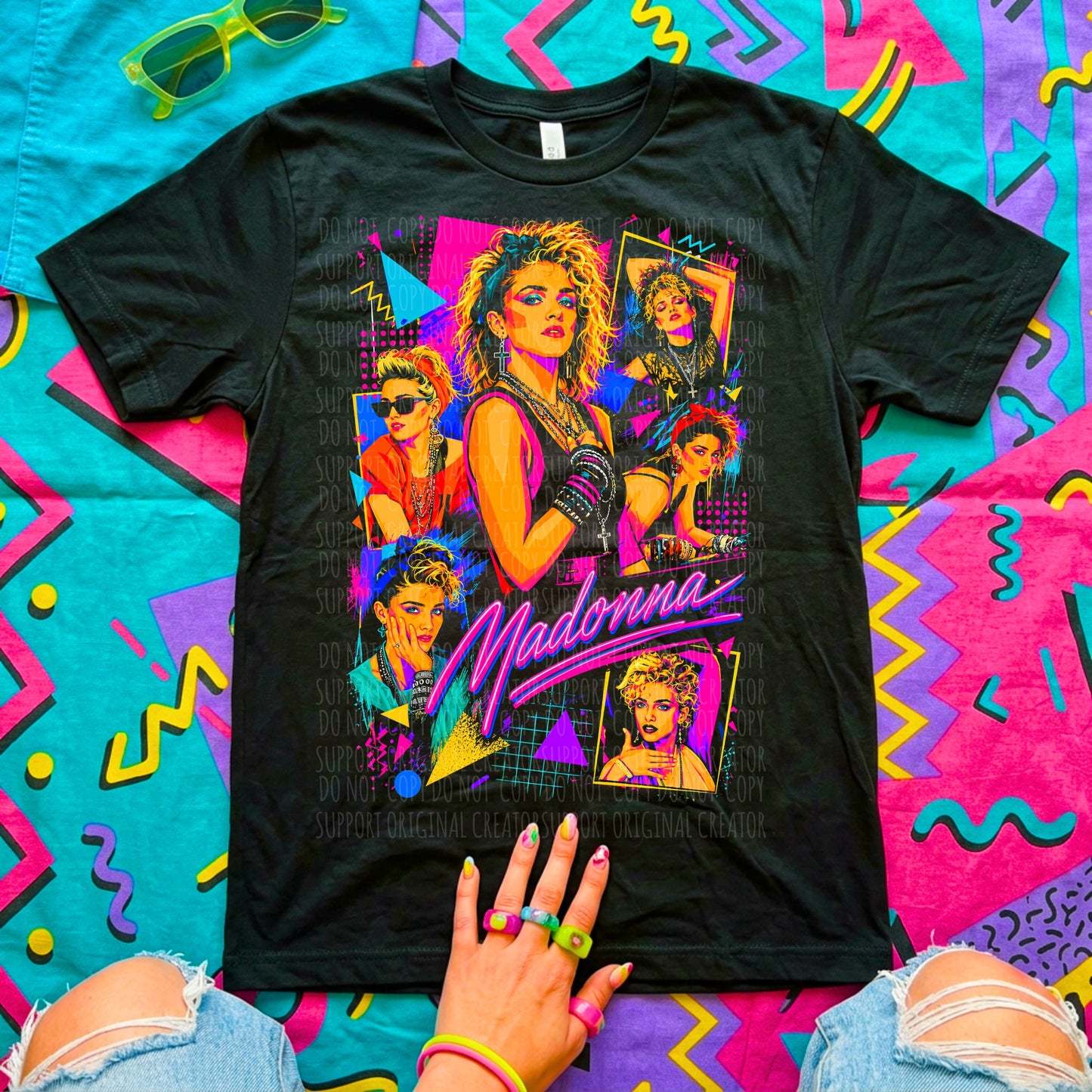 Madonna Neon Collage BLK Tee