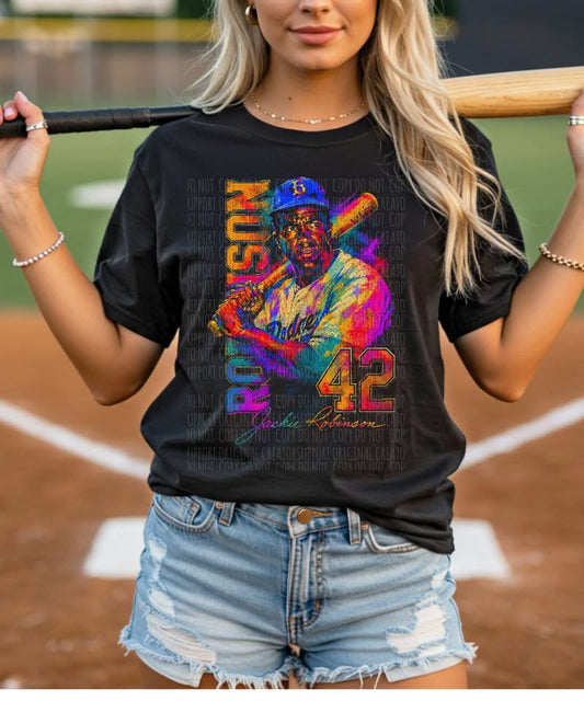 JR Colorful Batting Black Tee