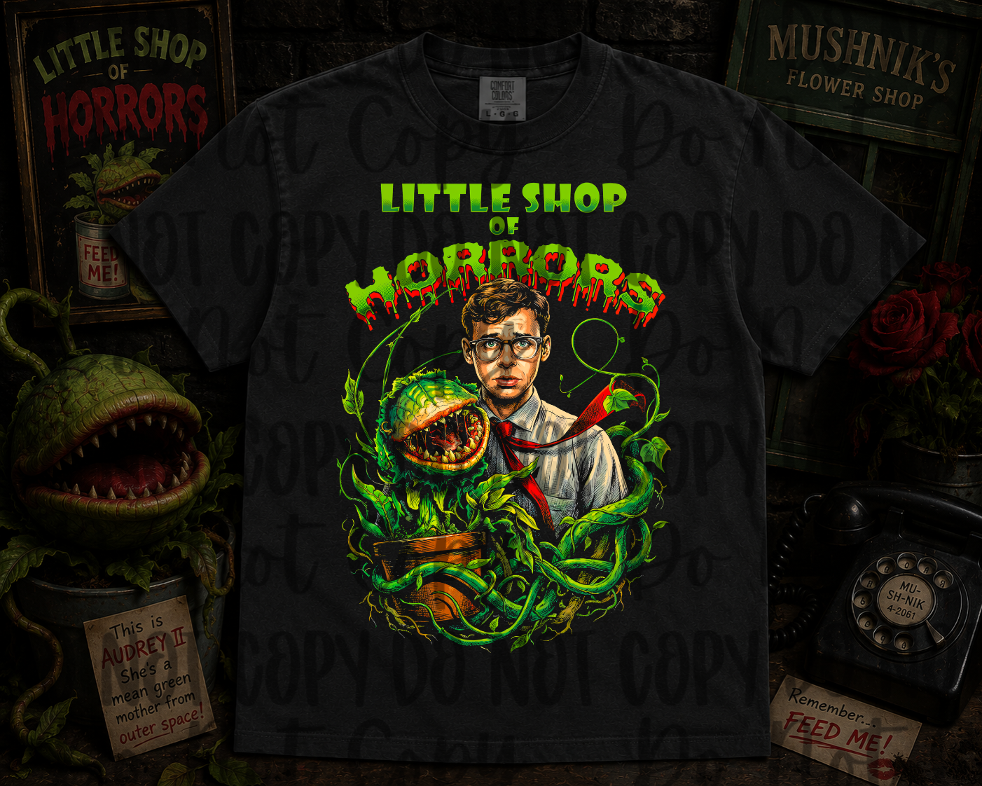 Little Shop of Horrors blk tee