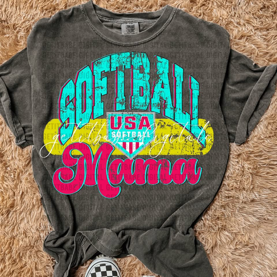 Teal and Red Softball