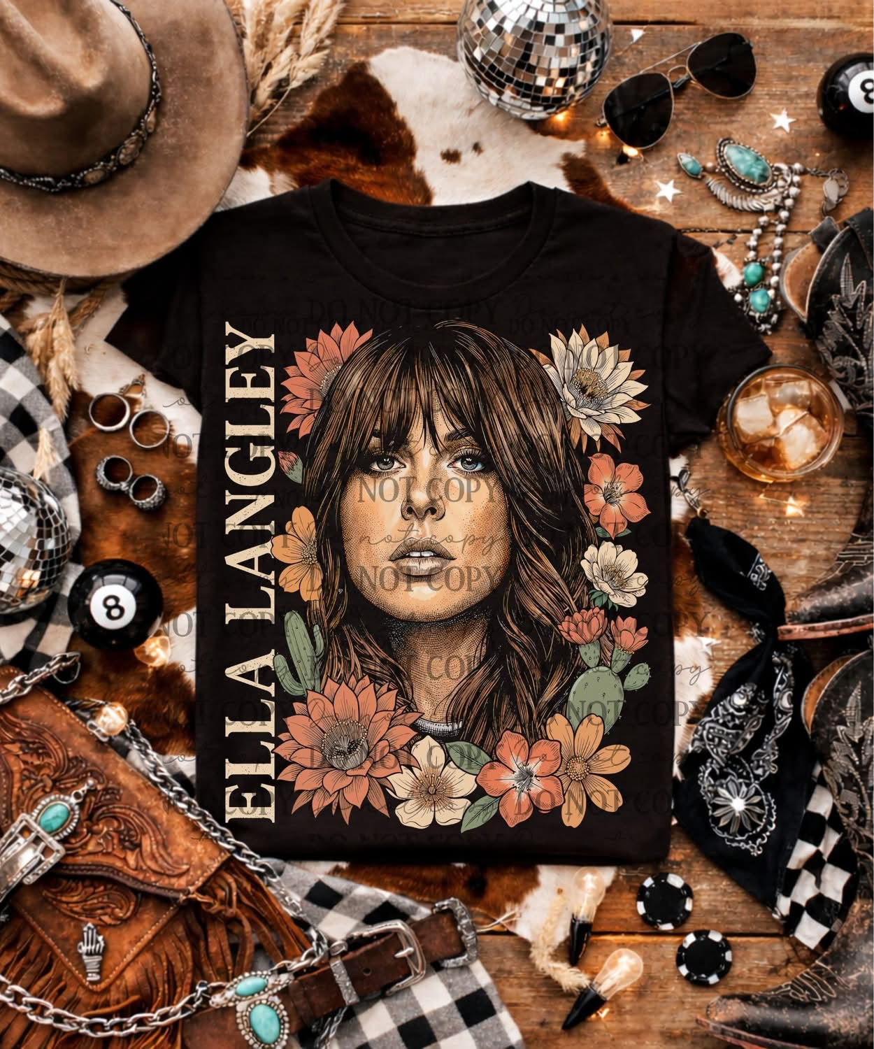 EL Cactus Floral Black Tee