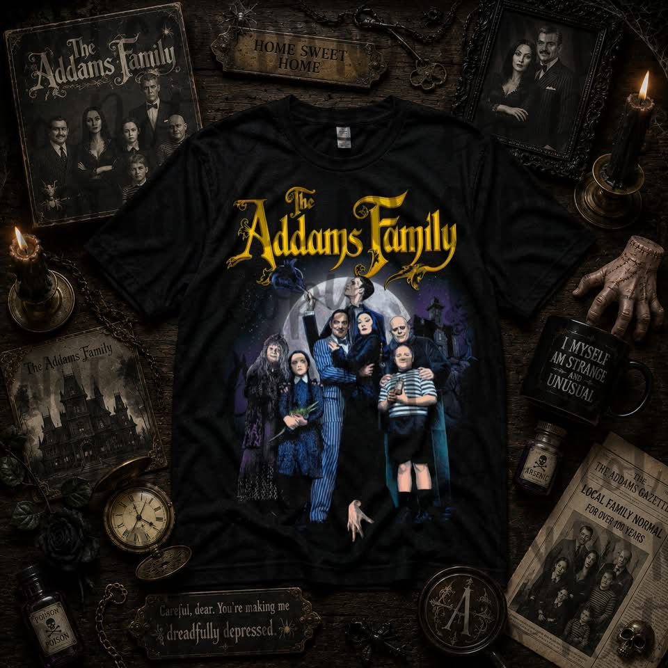 The Addams Family BLK Tee DTF Transfer