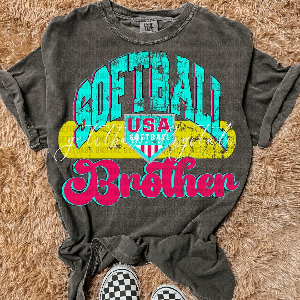 Teal and Red Softball