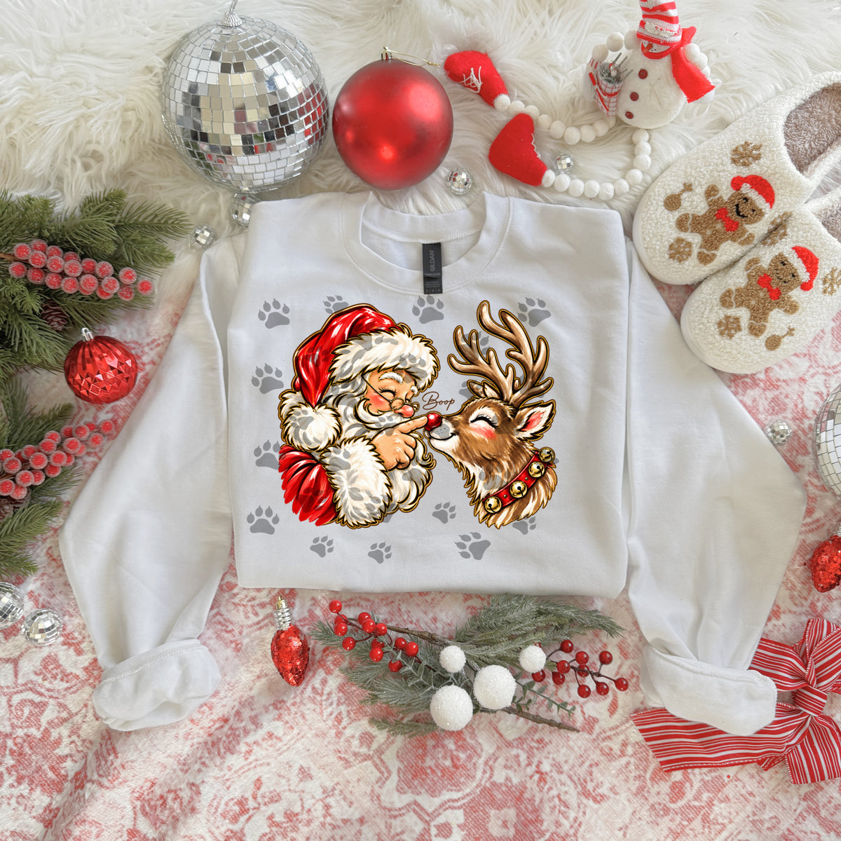 Vintage Santa And Reindeer DTF transfer