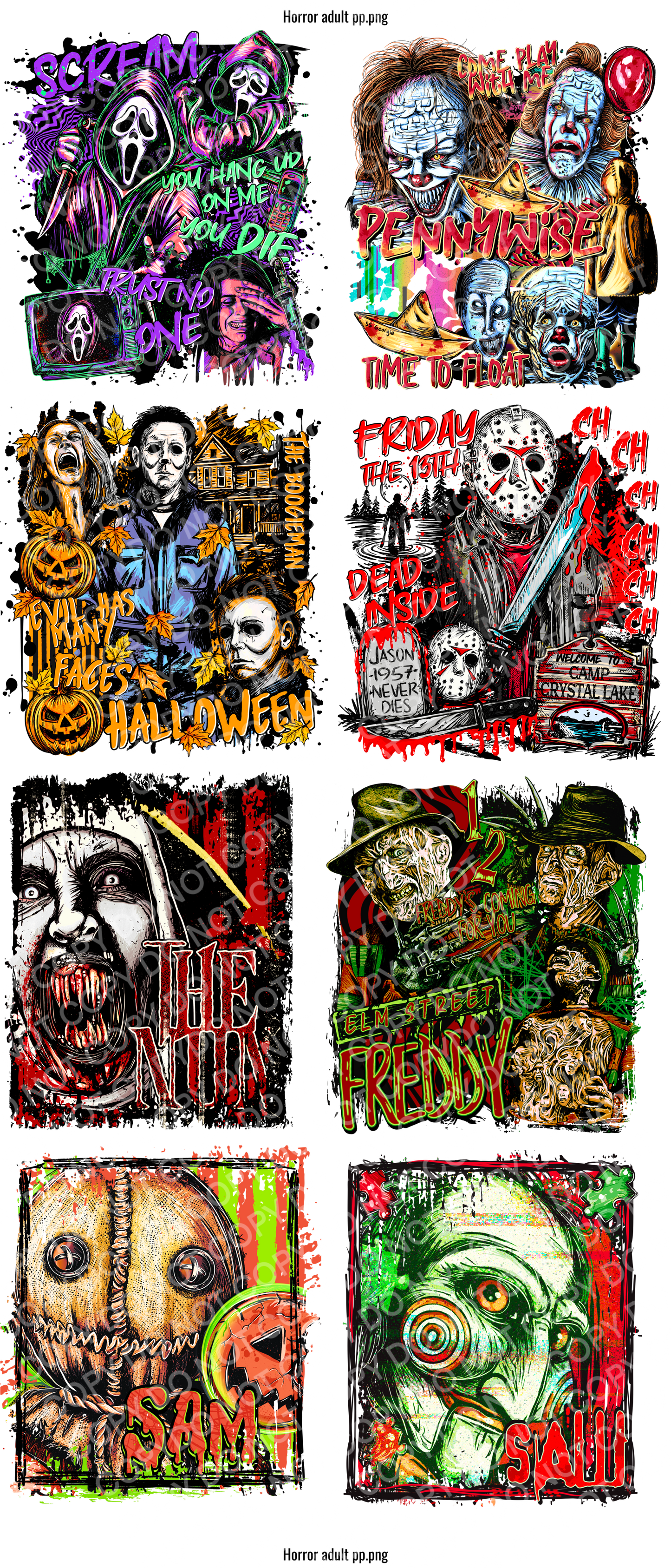 Horror DTF gang sheet