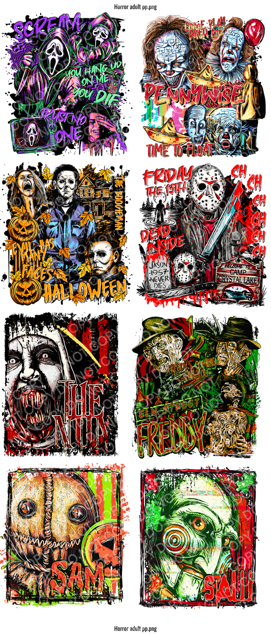 Horror DTF gang sheet