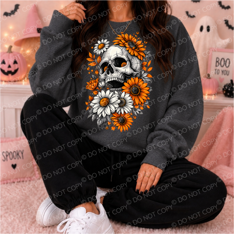 Sunflower Daisy Skull