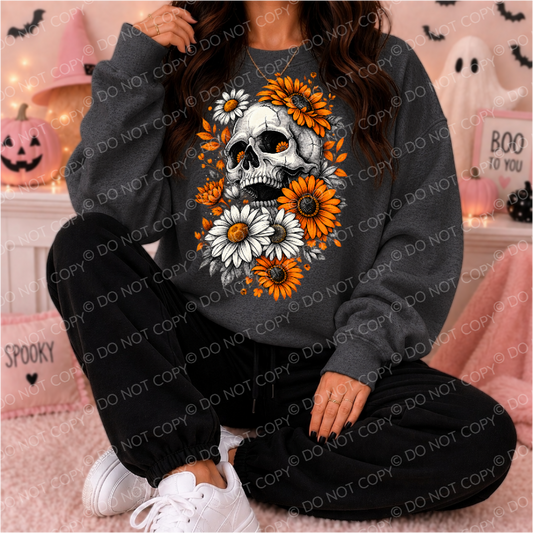 Sunflower Daisy Skull