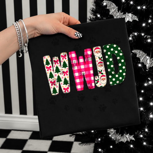 WWJD Christmas Plaid Bows DTF transfer