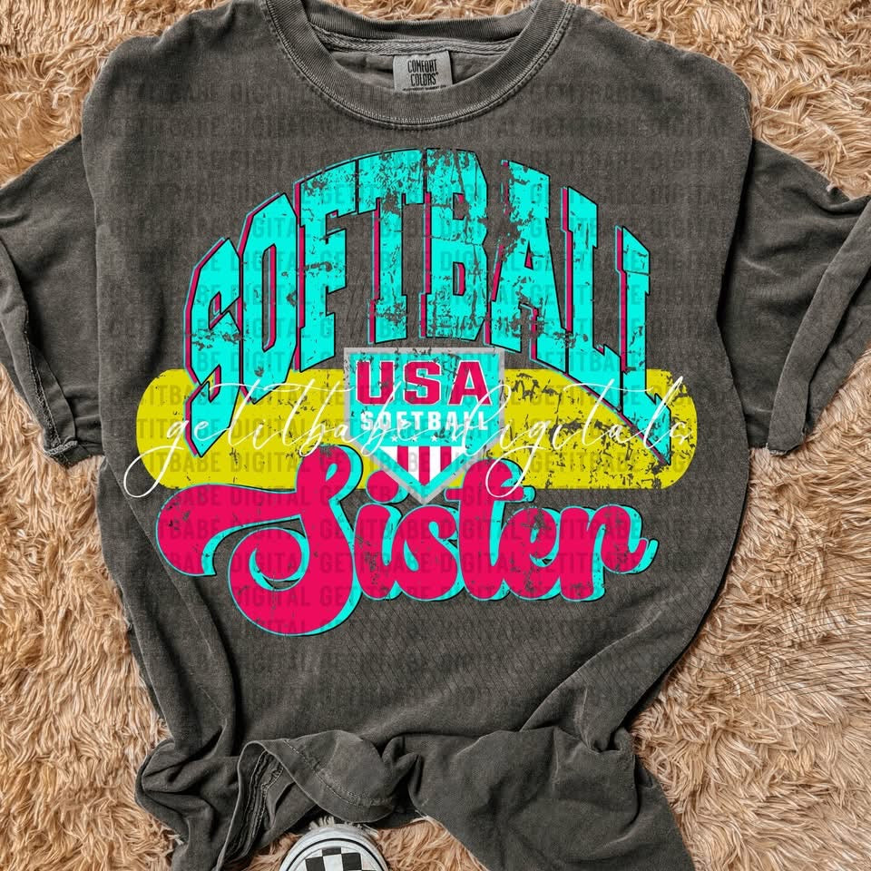 Teal and Red Softball