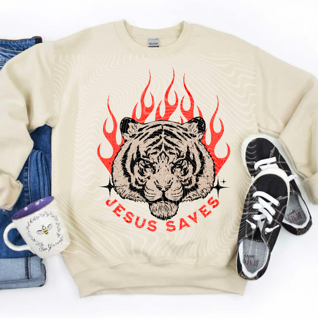 Tiger Fire Edgy Jesus Saves