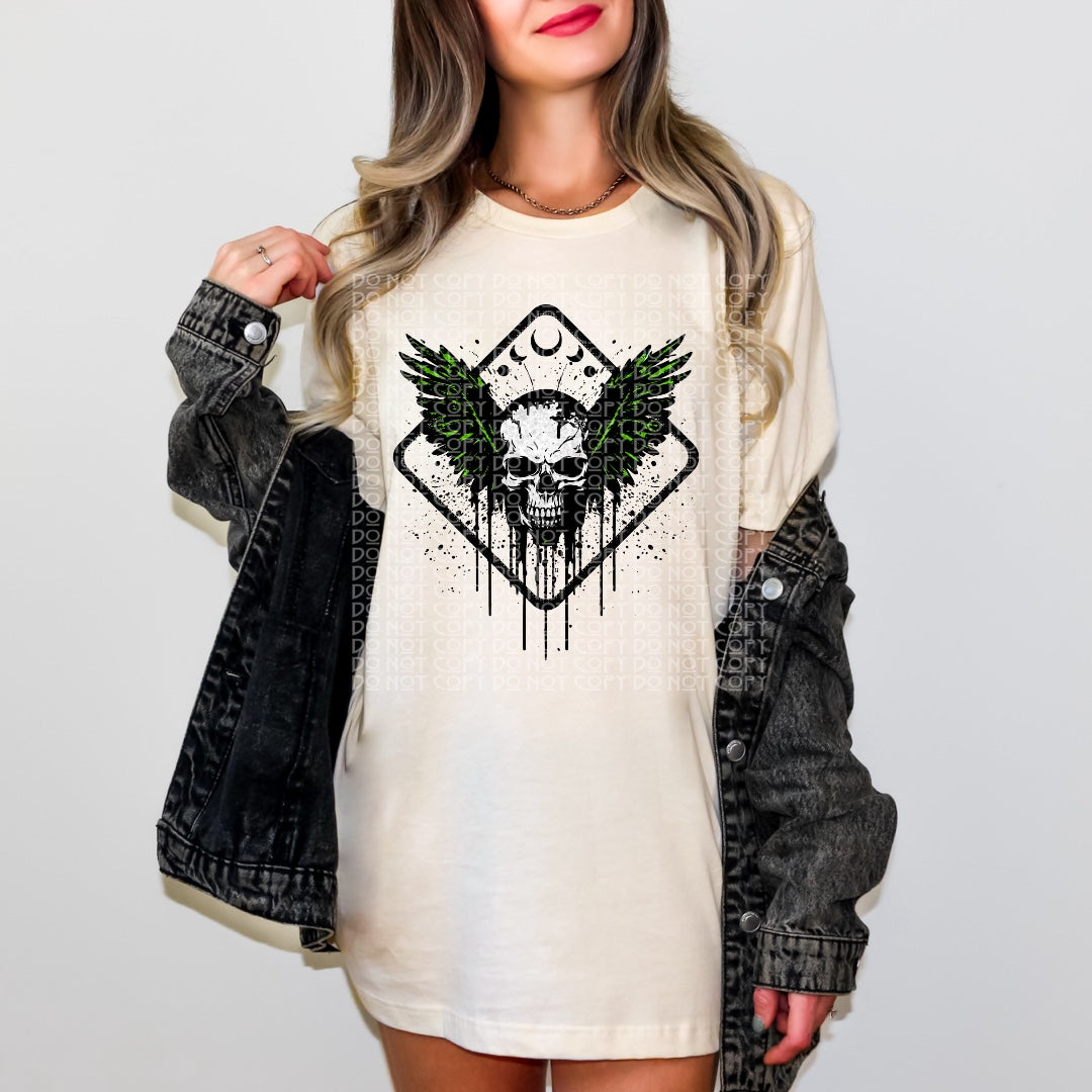 Grunge Skull Green