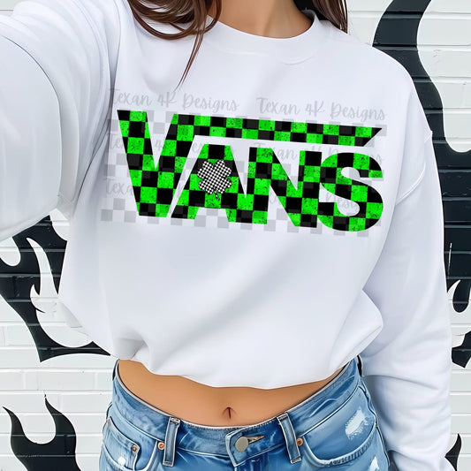 Van Green Grunge Checker