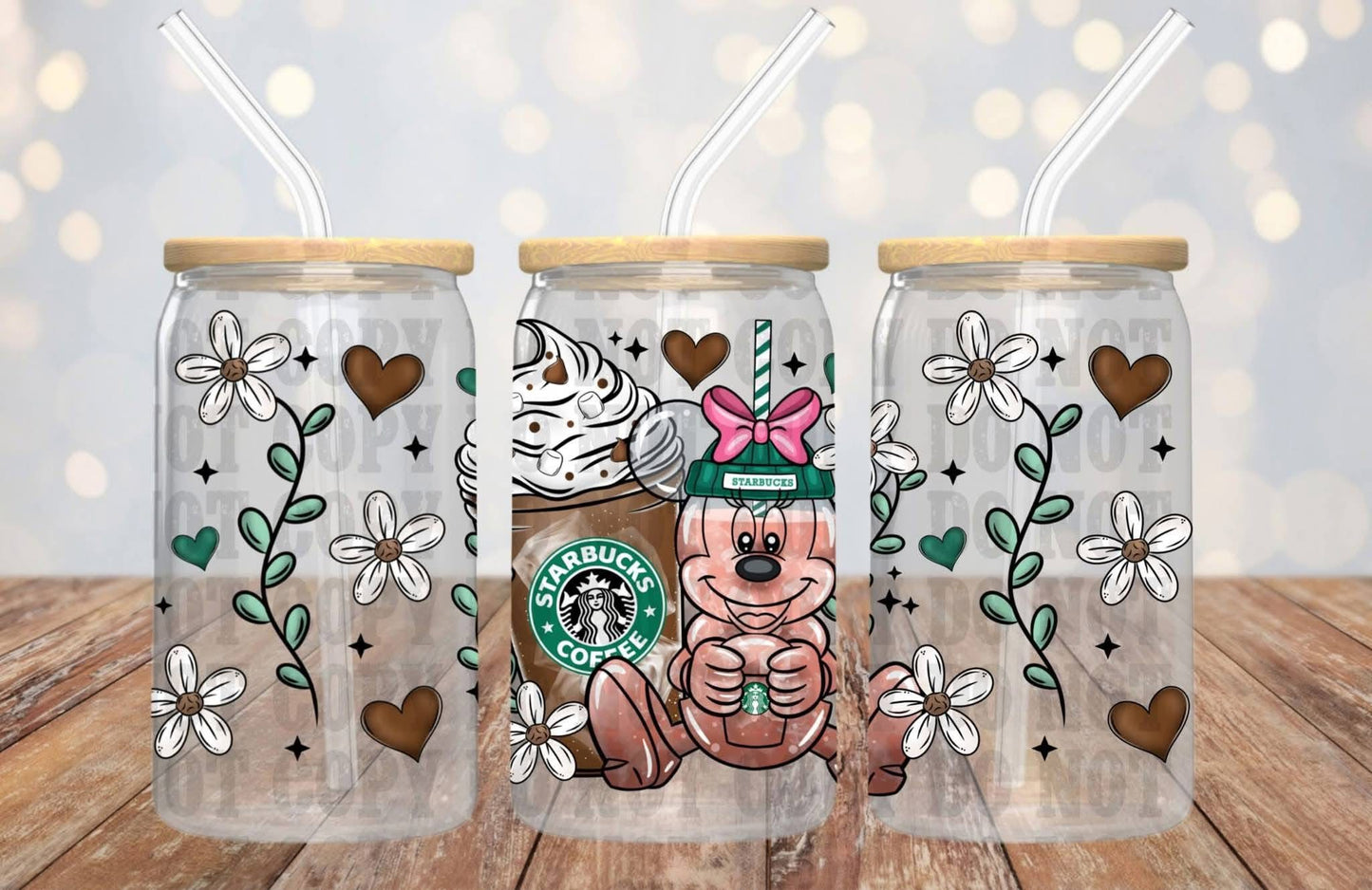 Coffee Mouse Floral UV DTF Wrap