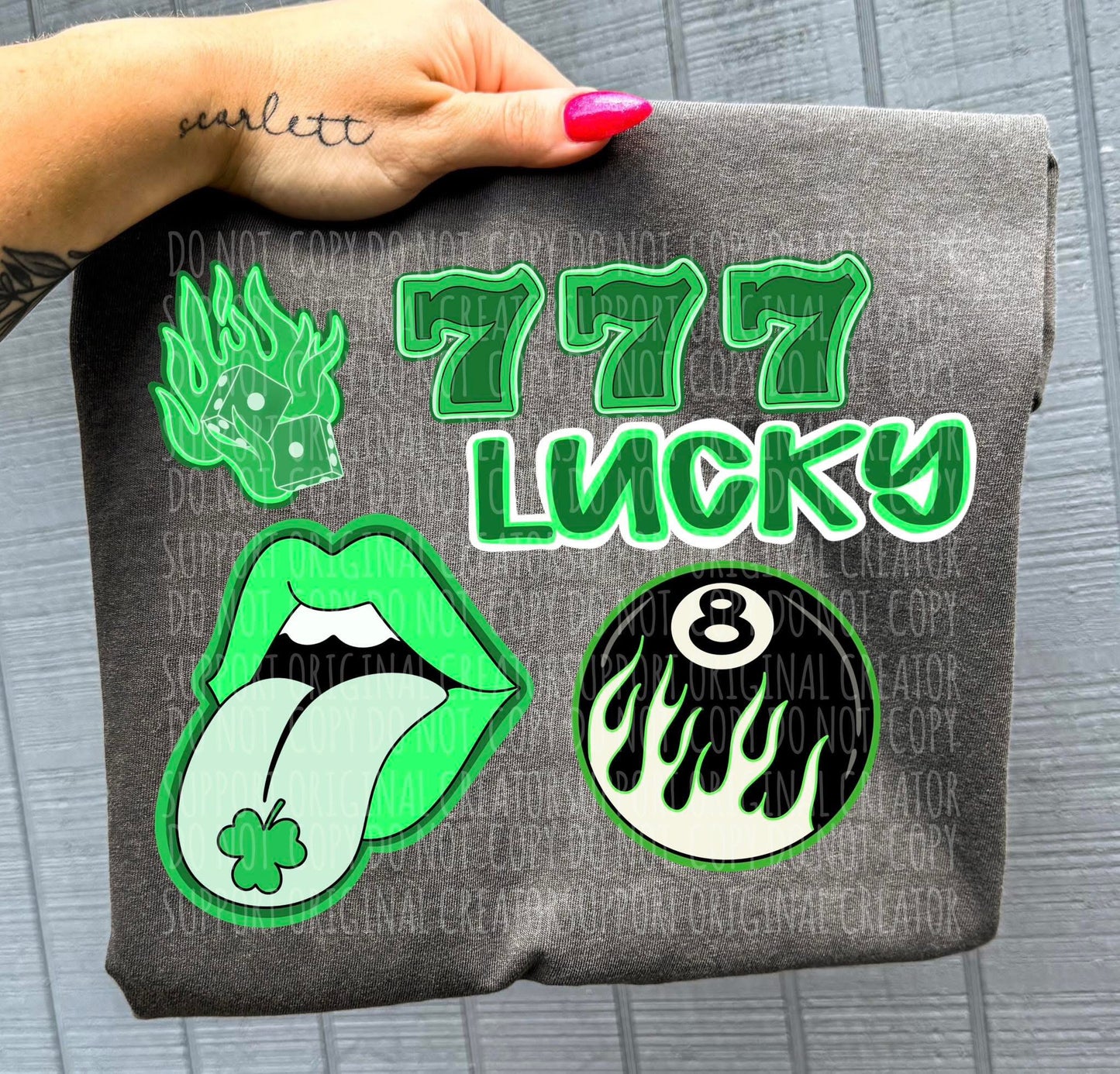 777 Lucky Green Flame Western Graphic
