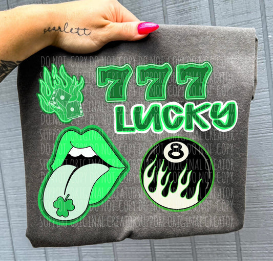 777 Lucky Green Flame Western Graphic