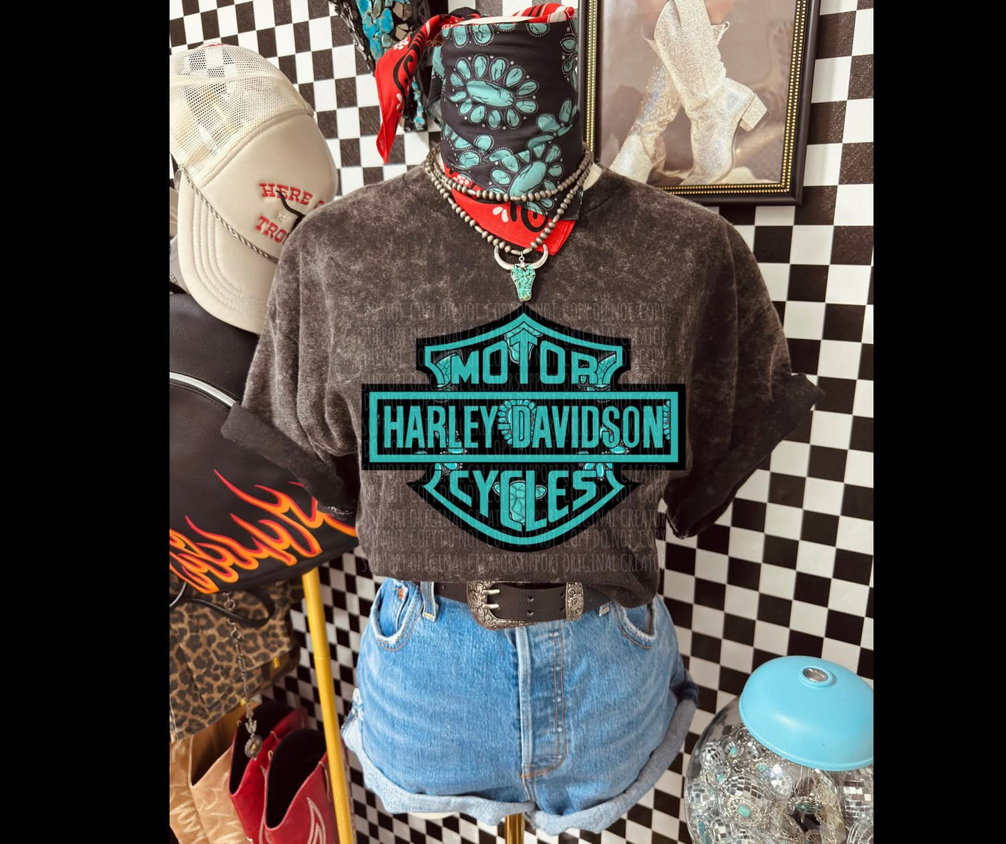 Teal Western Moto Inspired Badge