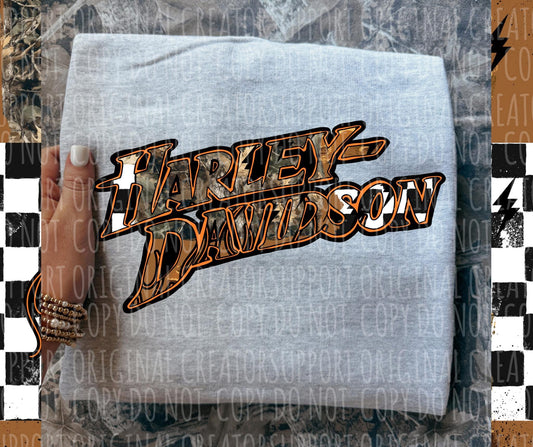 Camo Western Moto Style Script Graphic