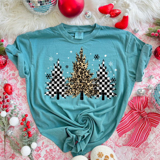 Leopard and Checkered Christmas Trees