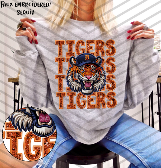 Detroit Tigers Stacked Faux Glitter