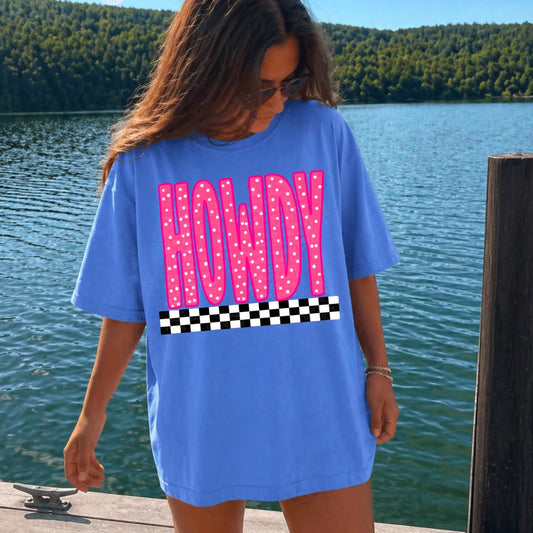 Howdy - Checker Pink