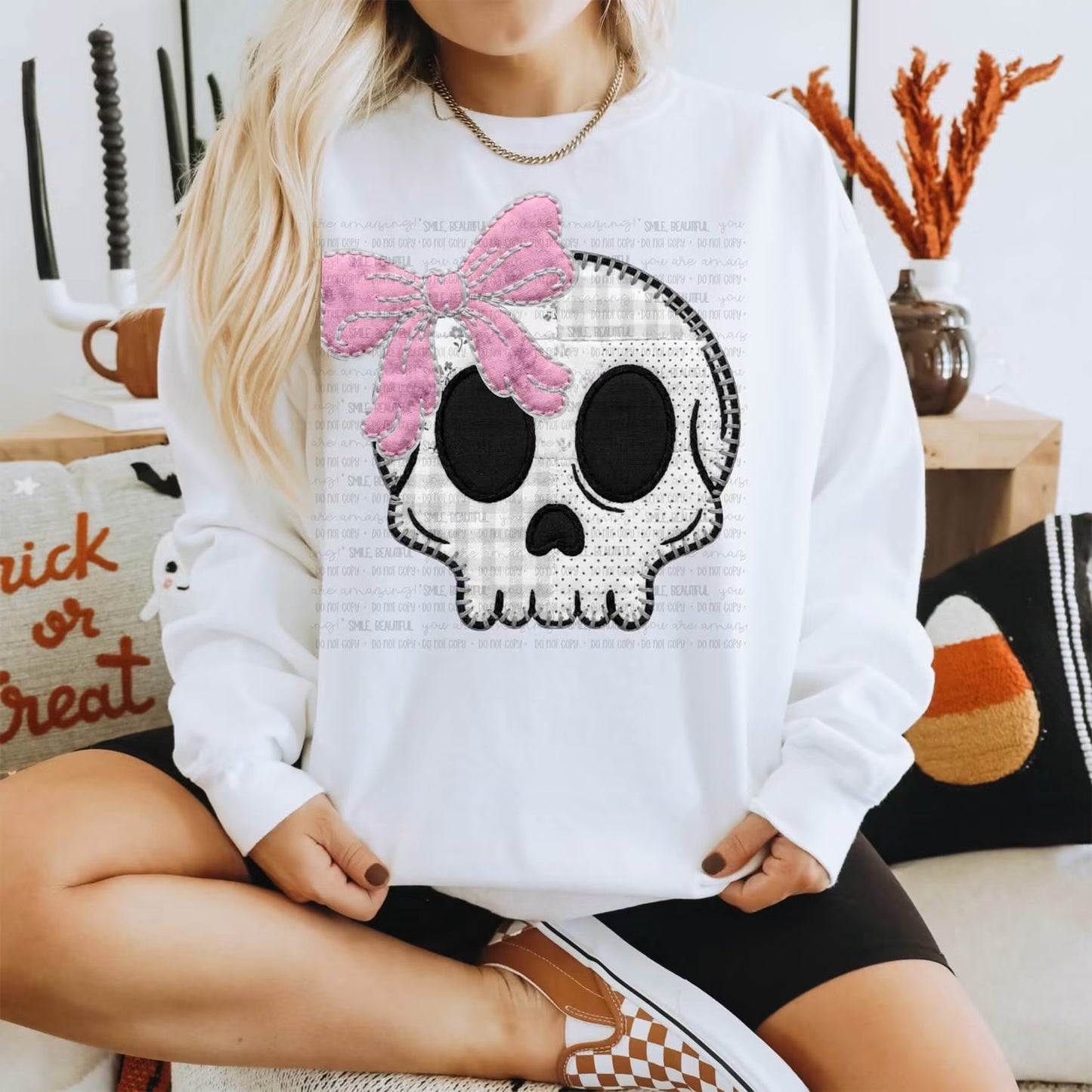 Patchwork Skull Bow