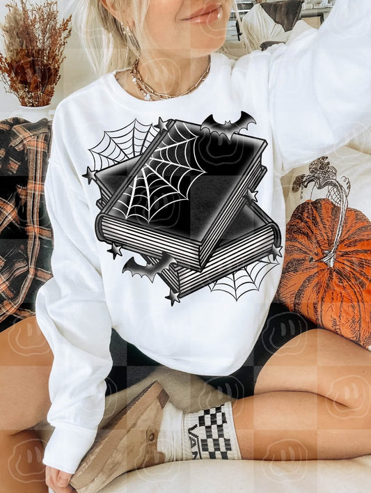 Spooky Book Stack Spiderweb