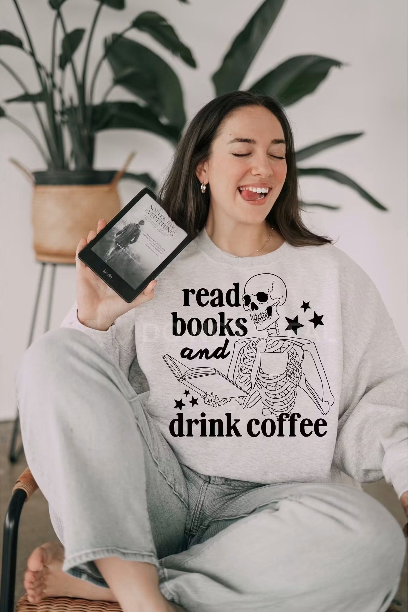 Read Books And Drink Coffee Skeleton