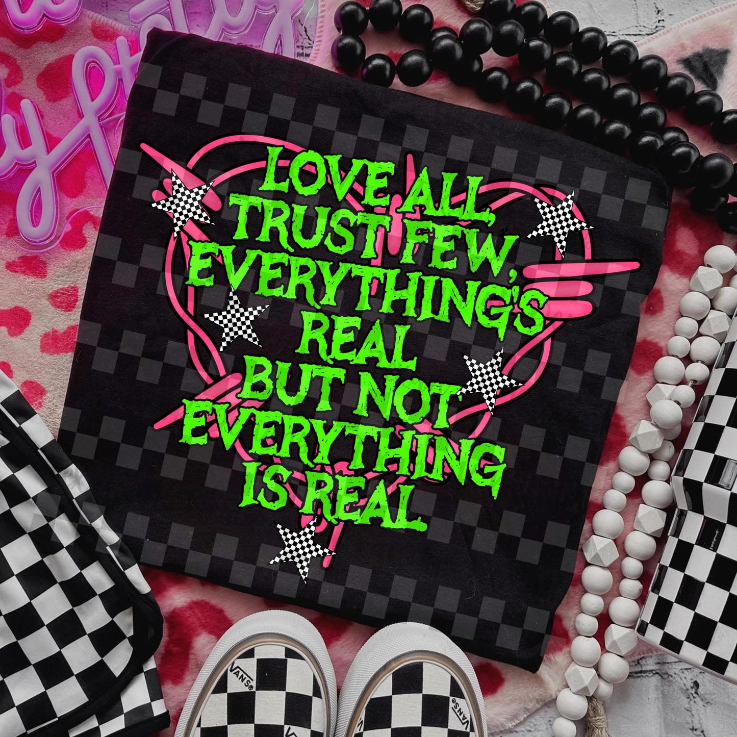 Love All Trust Few Neon Heart
