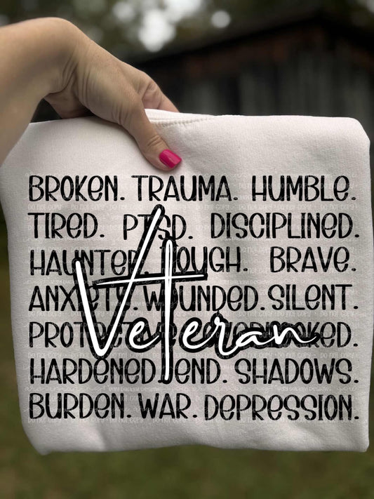 Veteran Word Collage Cross