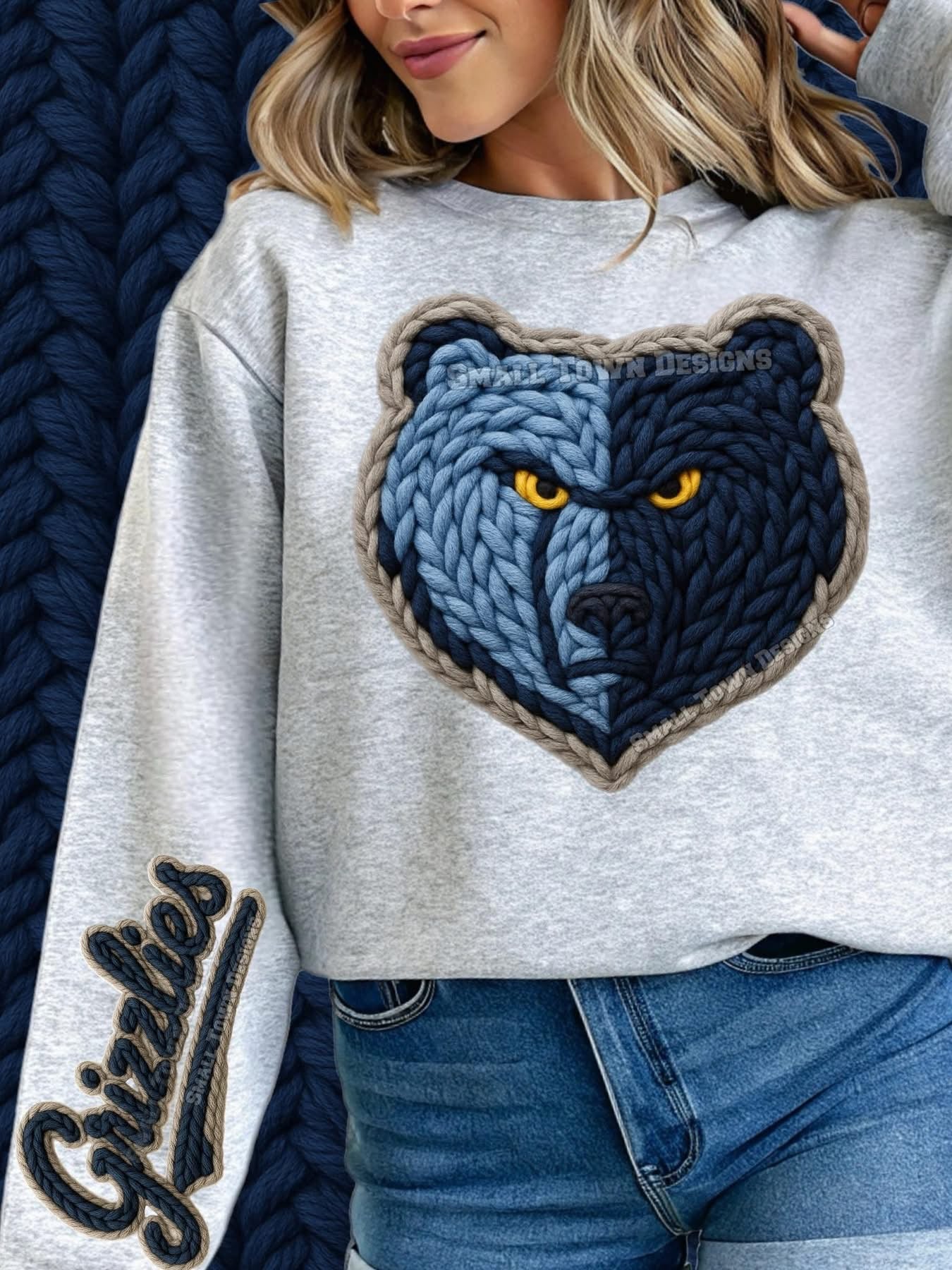 Grizzlies Blue Faux Yarn
