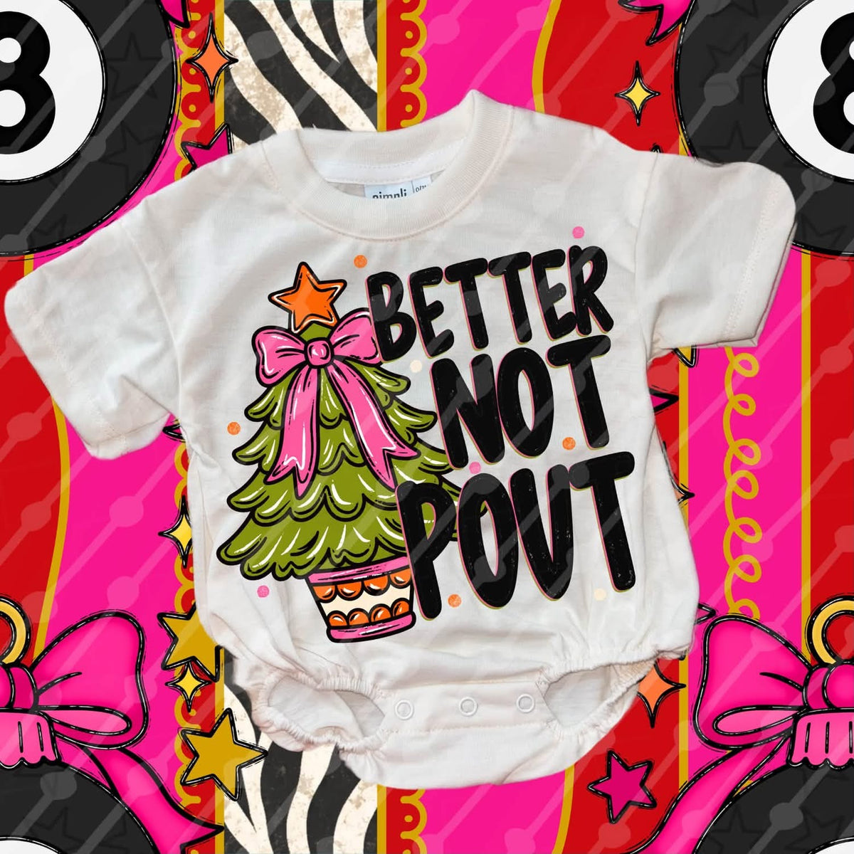 Better Not Pout Pink Bow Tree DTF transfer