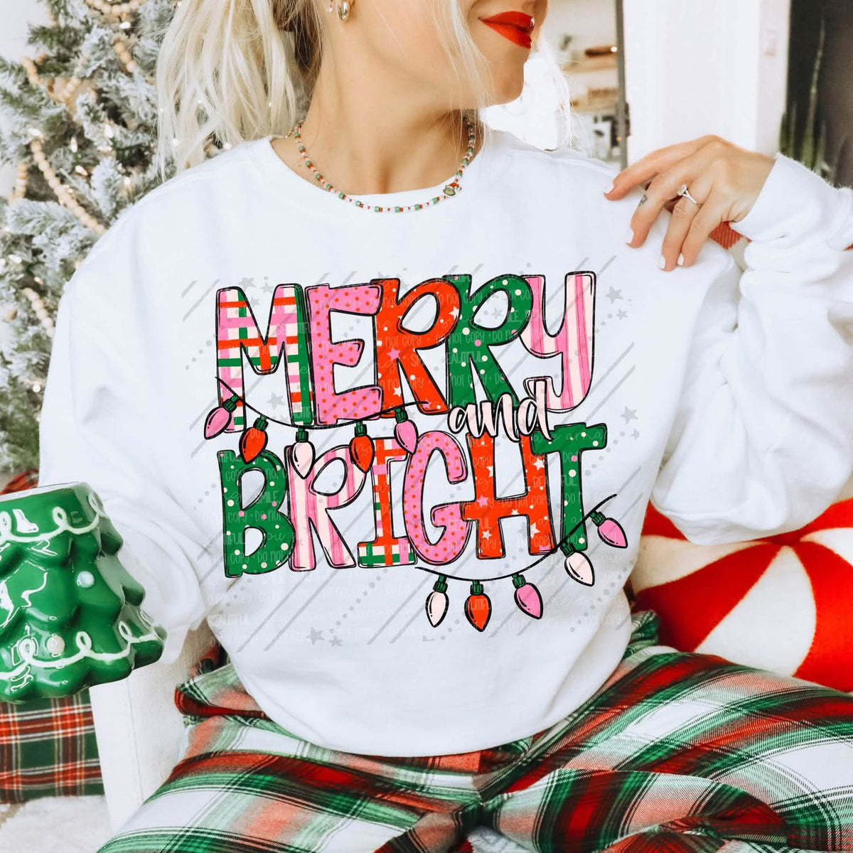 Merry and Bright Patterned Letters Lights