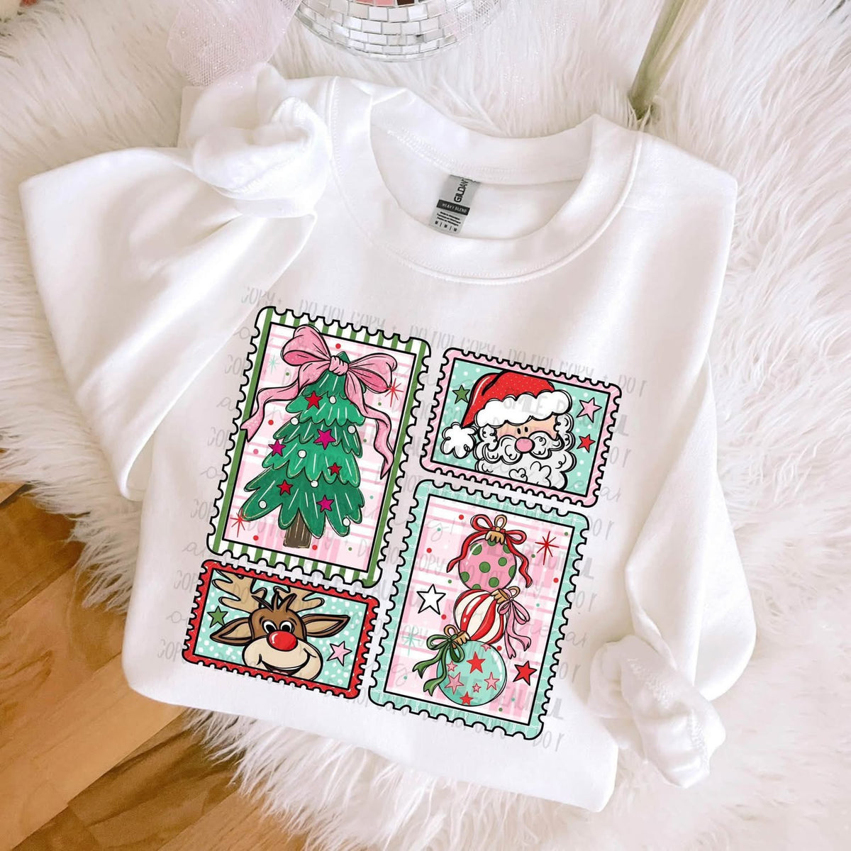 Christmas Stamps Tree Santa Reindeer