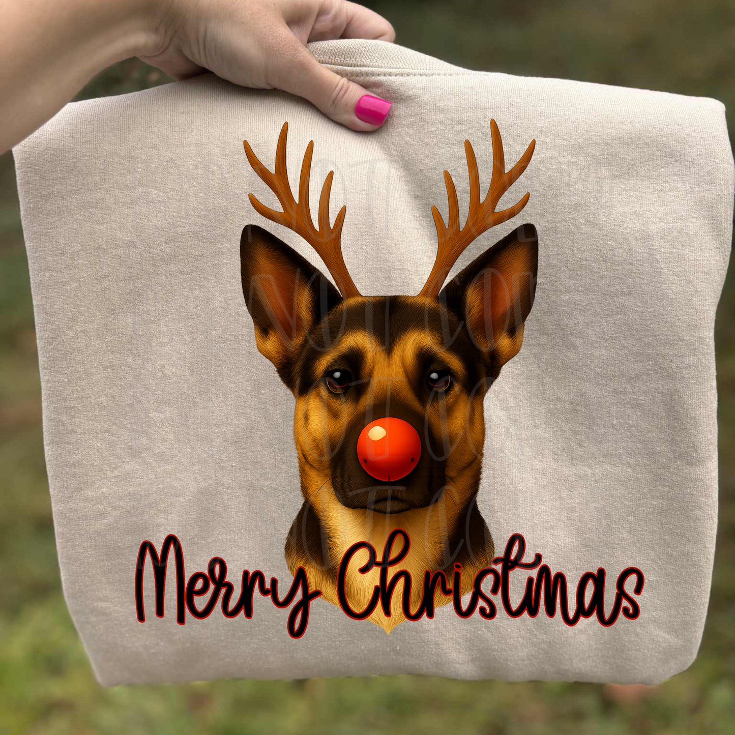 German Shepherd Reindeer Merry Christmas