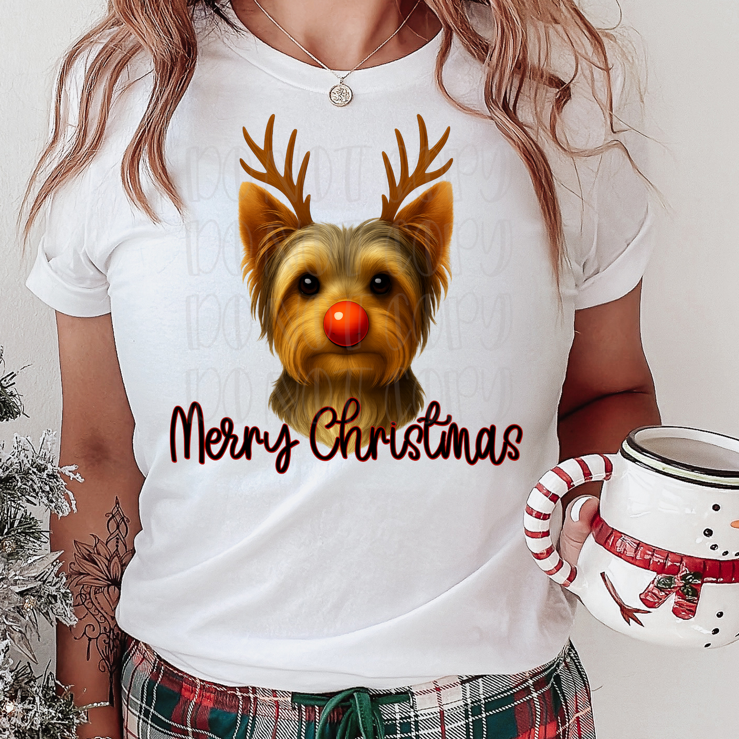 Yorkshire Terrier Reindeer Merry Christmas