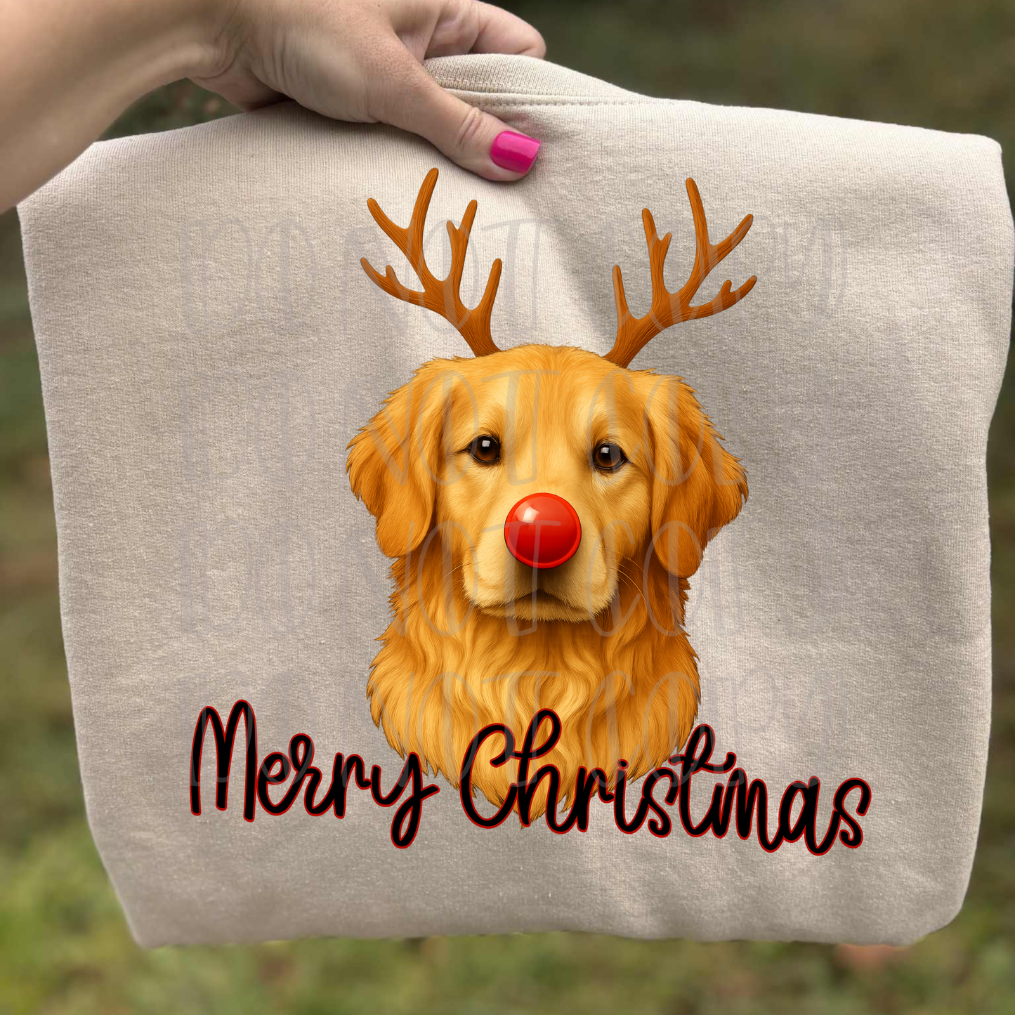 Golden Retriever Reindeer Merry Christmas