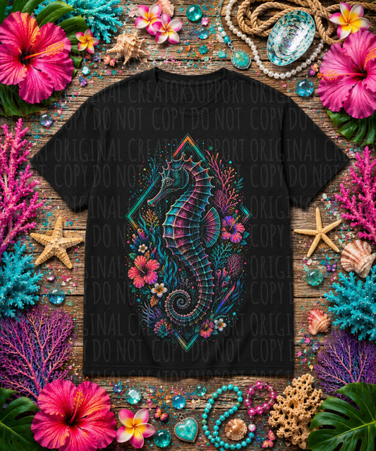 Seahorse Tropical Floral