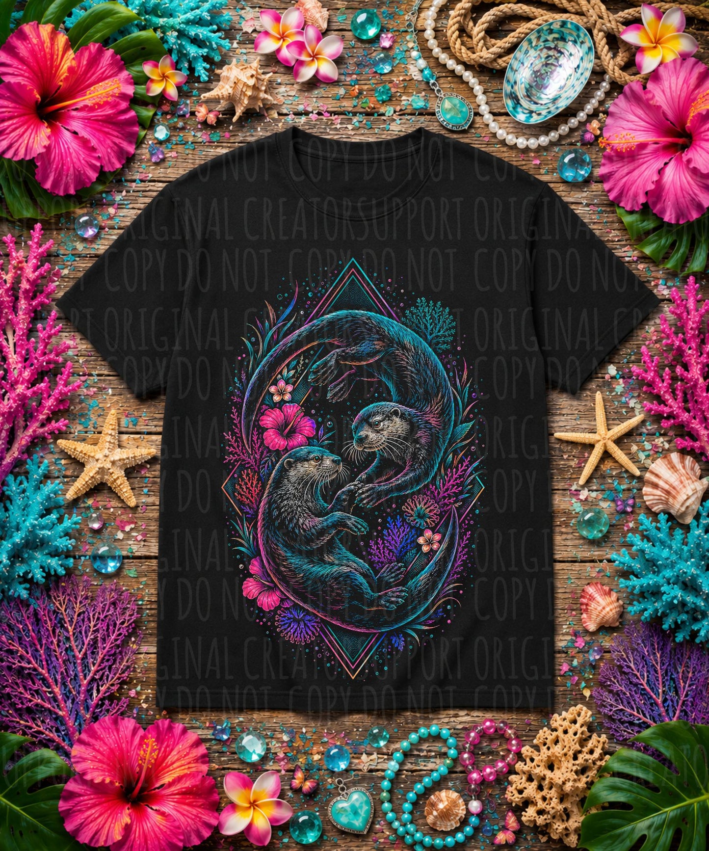 Sea Otters Tropical Floral