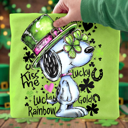 St Patrick Lucky Dog Clover Graphic Tee