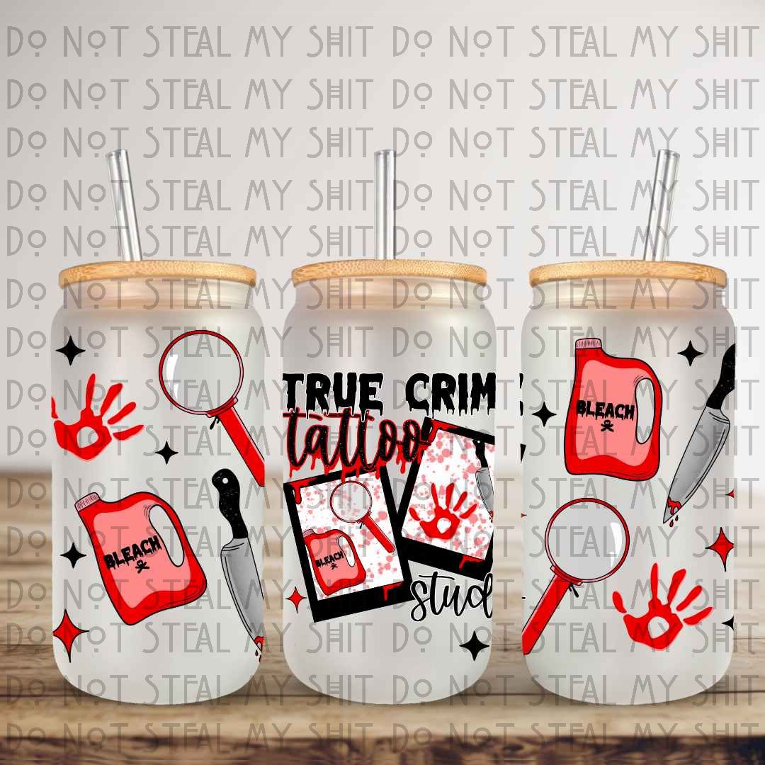 True Crime Tattoo Studio Glass Can