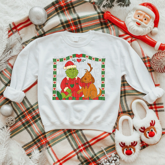 Green Christmas Grump and Pup