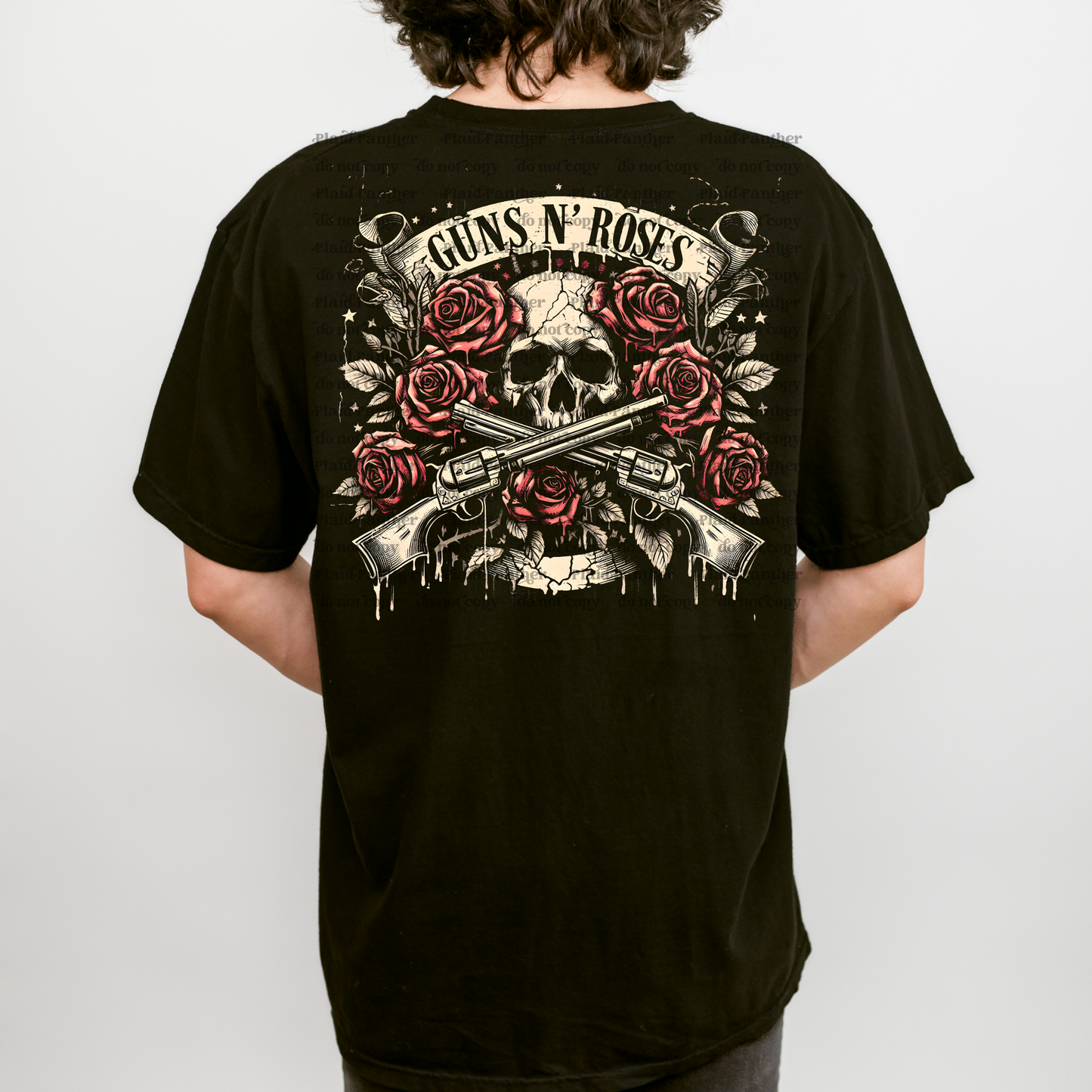 BLACK TEE ONLY - Roses and Guns