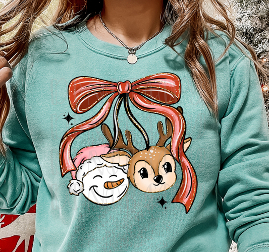 Snowman and Reindeer Bow