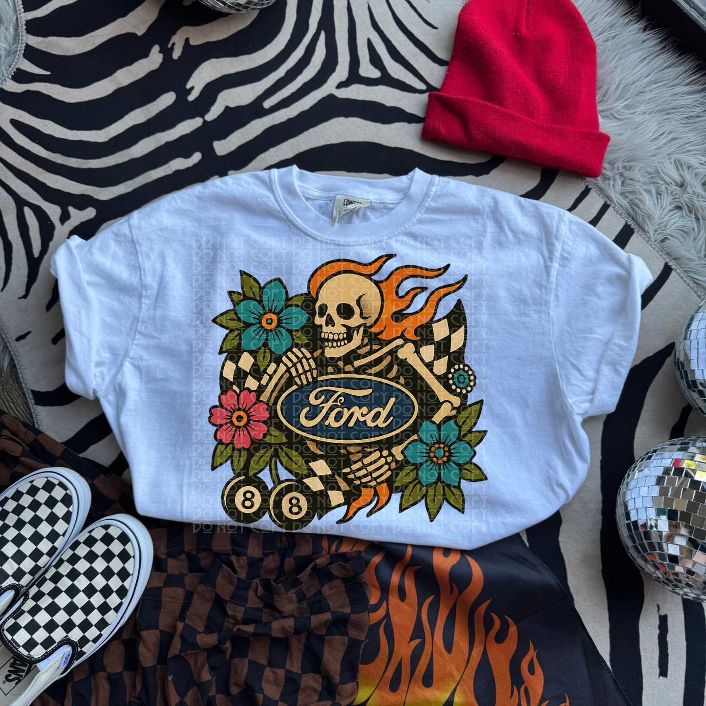 Skull Flames Flowers