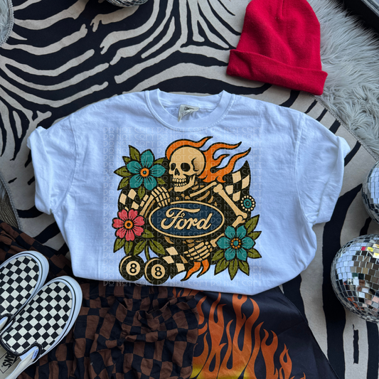 Skull Flames Flowers
