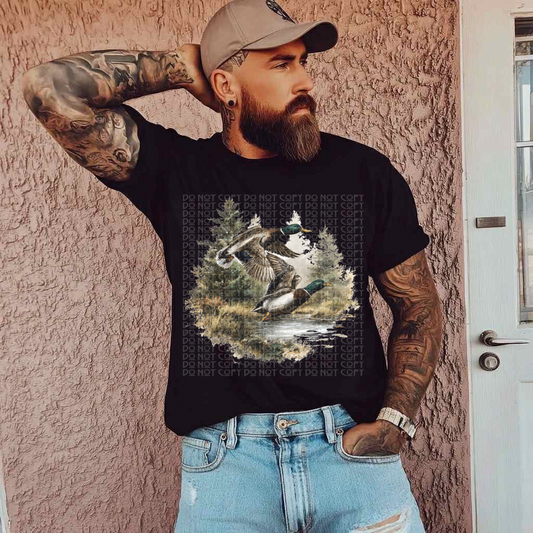 Flying Mallards Vintage Scene