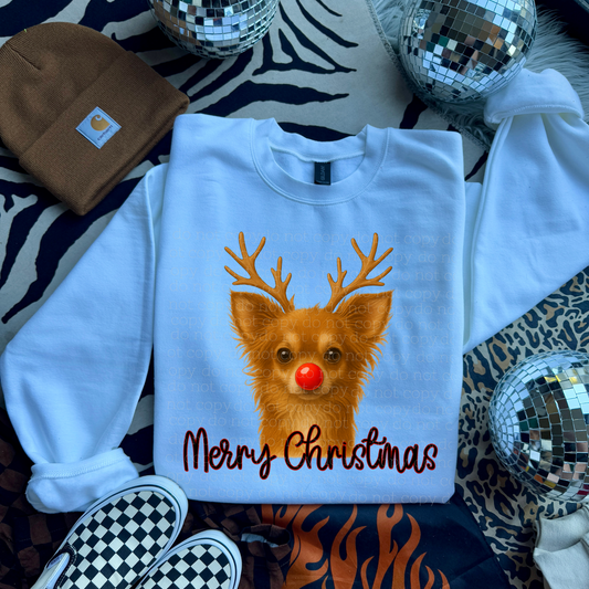 Merry Christmas Long Hair Chihuahua